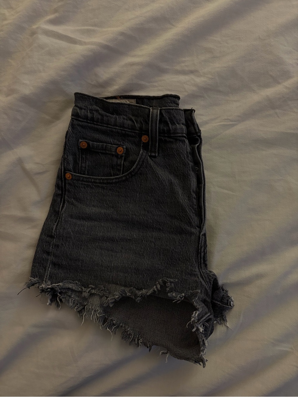Levi's Black Frayed Hem Denim Shorts